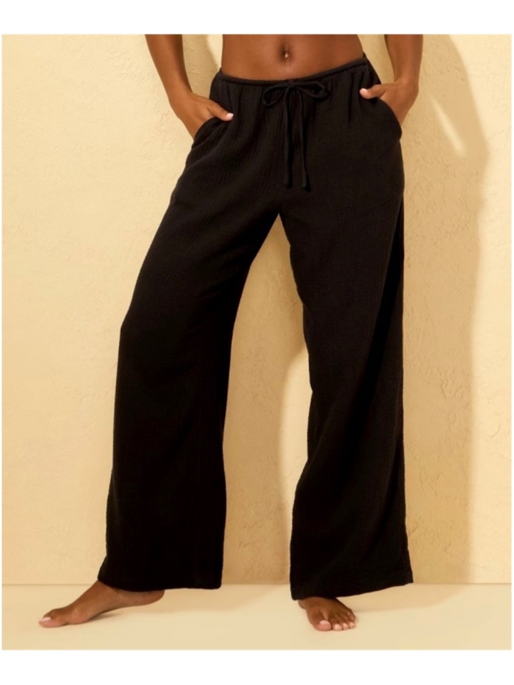 Shade and Shore Gauze Swim Cover Up Pants (Black - Size Large)